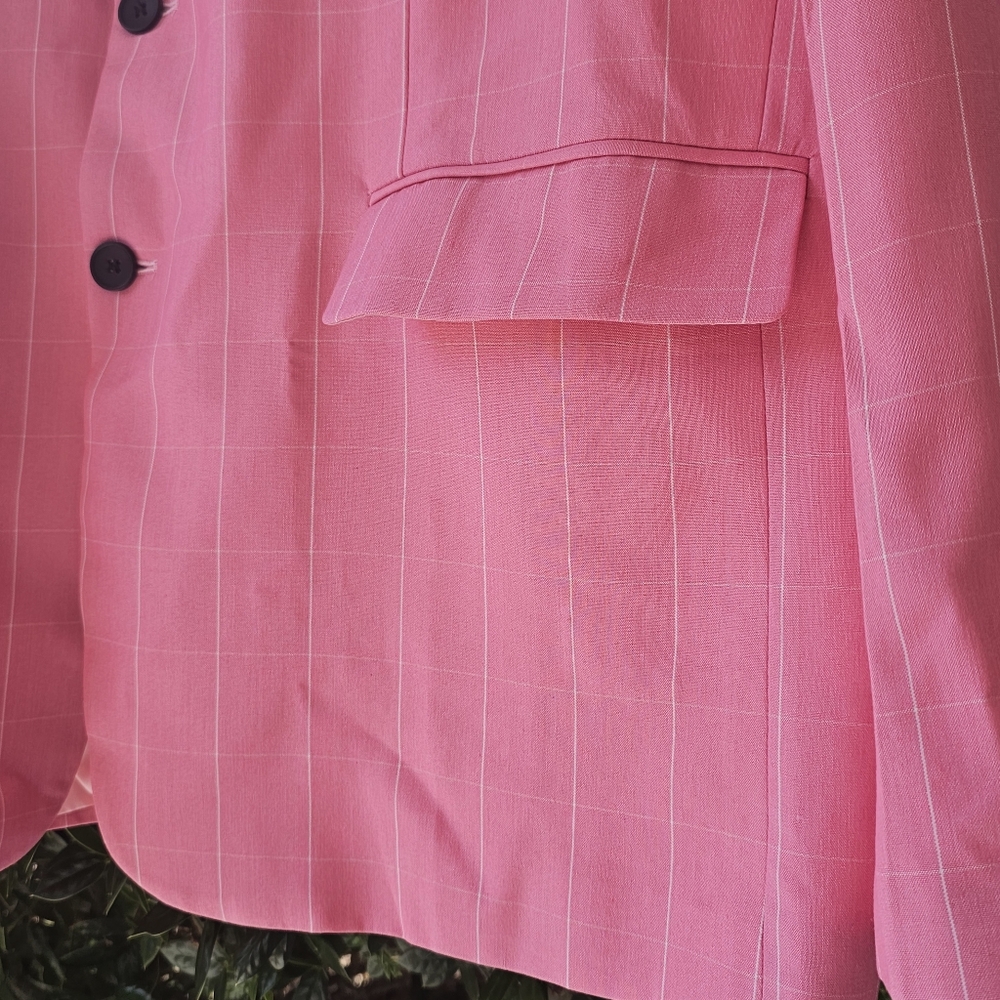 Mens‎ 5X Pink White Pin Stripe 2 Button Blazer - Picture 16 of 17
